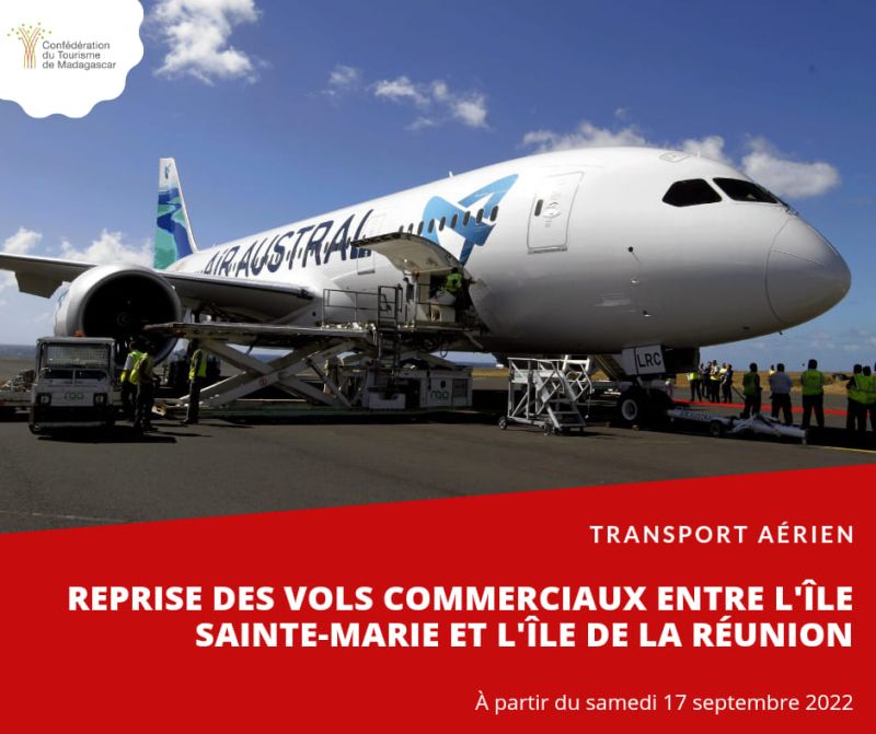 VOL SAINTE MARIE Le premier vol est prévu le samedi 17 Septembre 2022 en provenance de ce département français